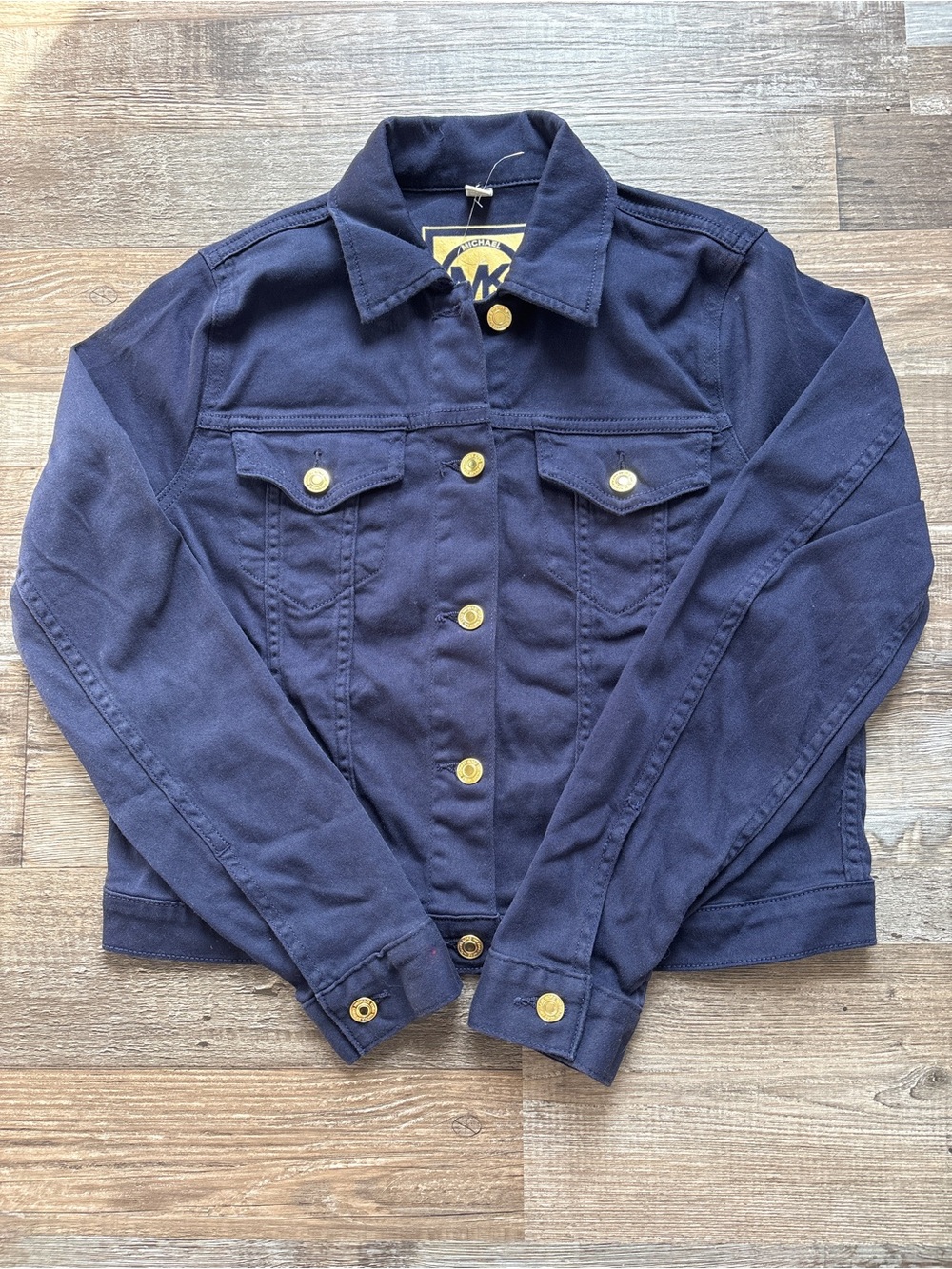 Women’s Michael Kors Navy/Gold Button Denim Jacket | Size M
